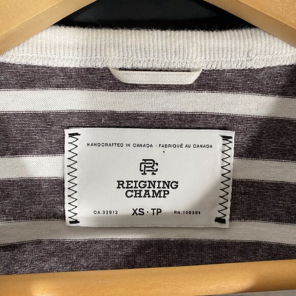 Reigning Champ Striped Cotton Long Sleeve Shirt Size XS - Picture 2 of 7